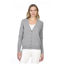 PK18A64HX Women's 100%Cashmere Button Front Long Sleeve V-neck Cardigan